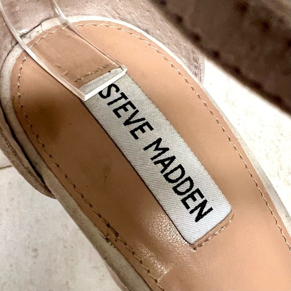 STEVE MADDEN Kalina Embellished Suede Ankle-Strap Sandals cream size 10M - Picture 8 of 10